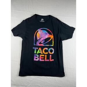 Taco Bell T-Shirt Size M Black Rainbow Tie Dye Logo Official Licensed Cotton
